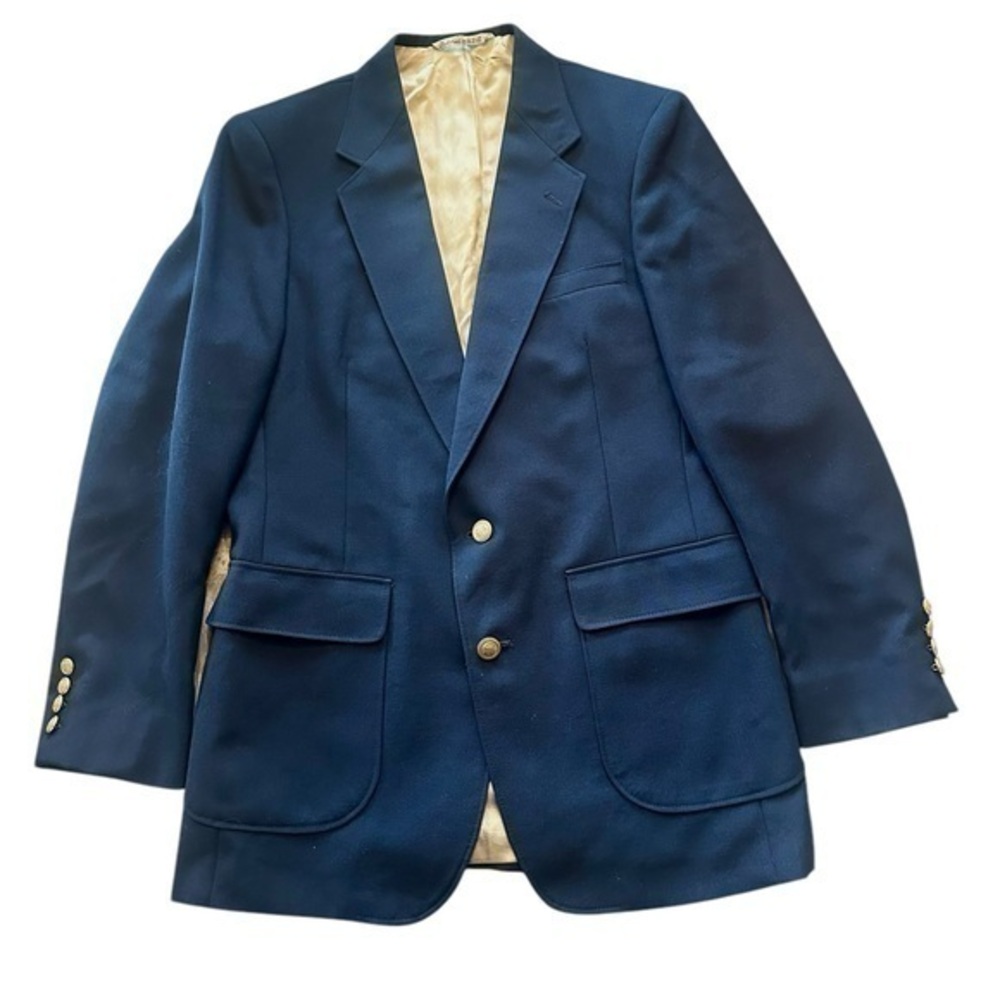 Burdines Florida Sport Coat - Navy Blue with Gold Buttons - Size 40R